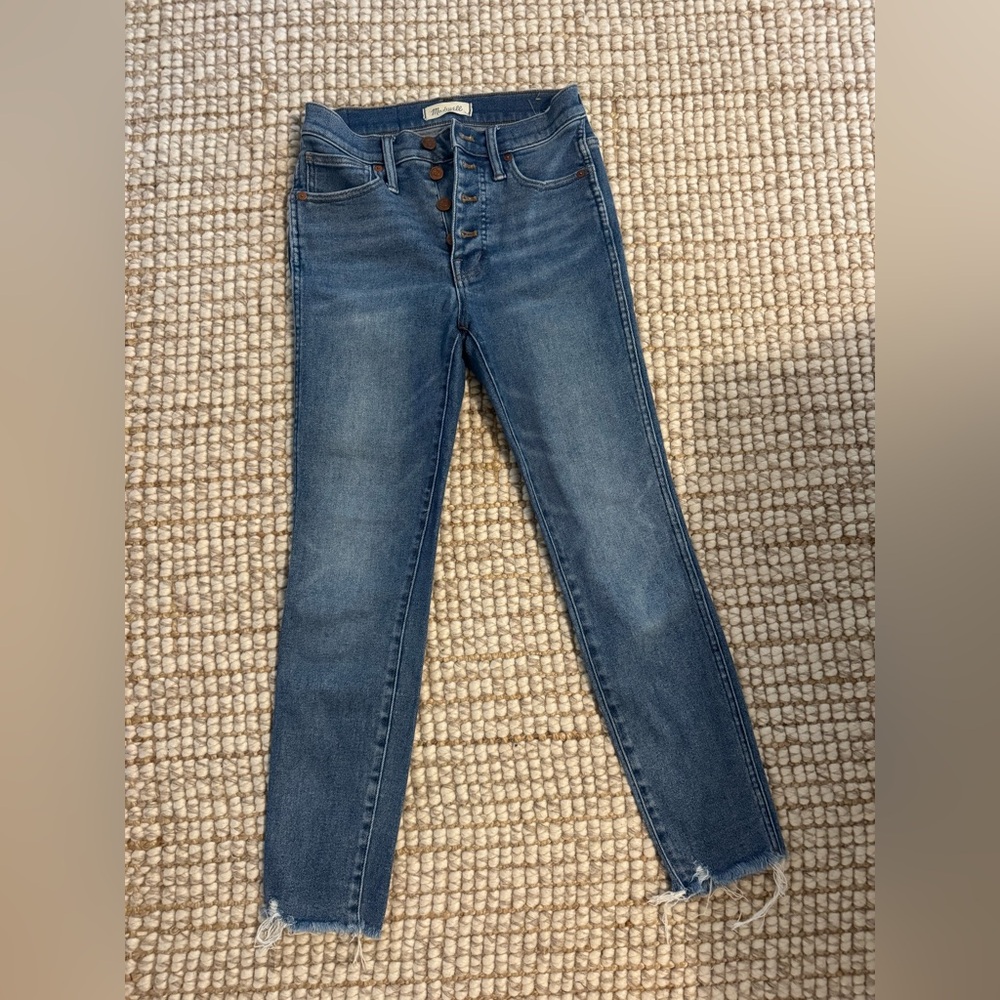 Madewell High Rise, Button-Fly Blue Jeans
